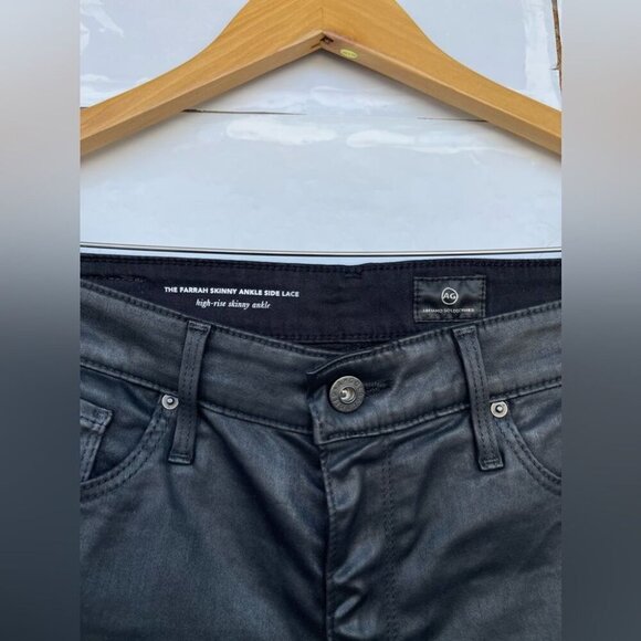 A.G. Adriano Goldshmied Farrah Black skinny Ankle Side Lace leather Jeans 28 R - Picture 6 of 16